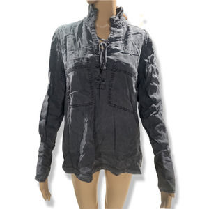 Free People Grey Long Sleeved Blouse, M